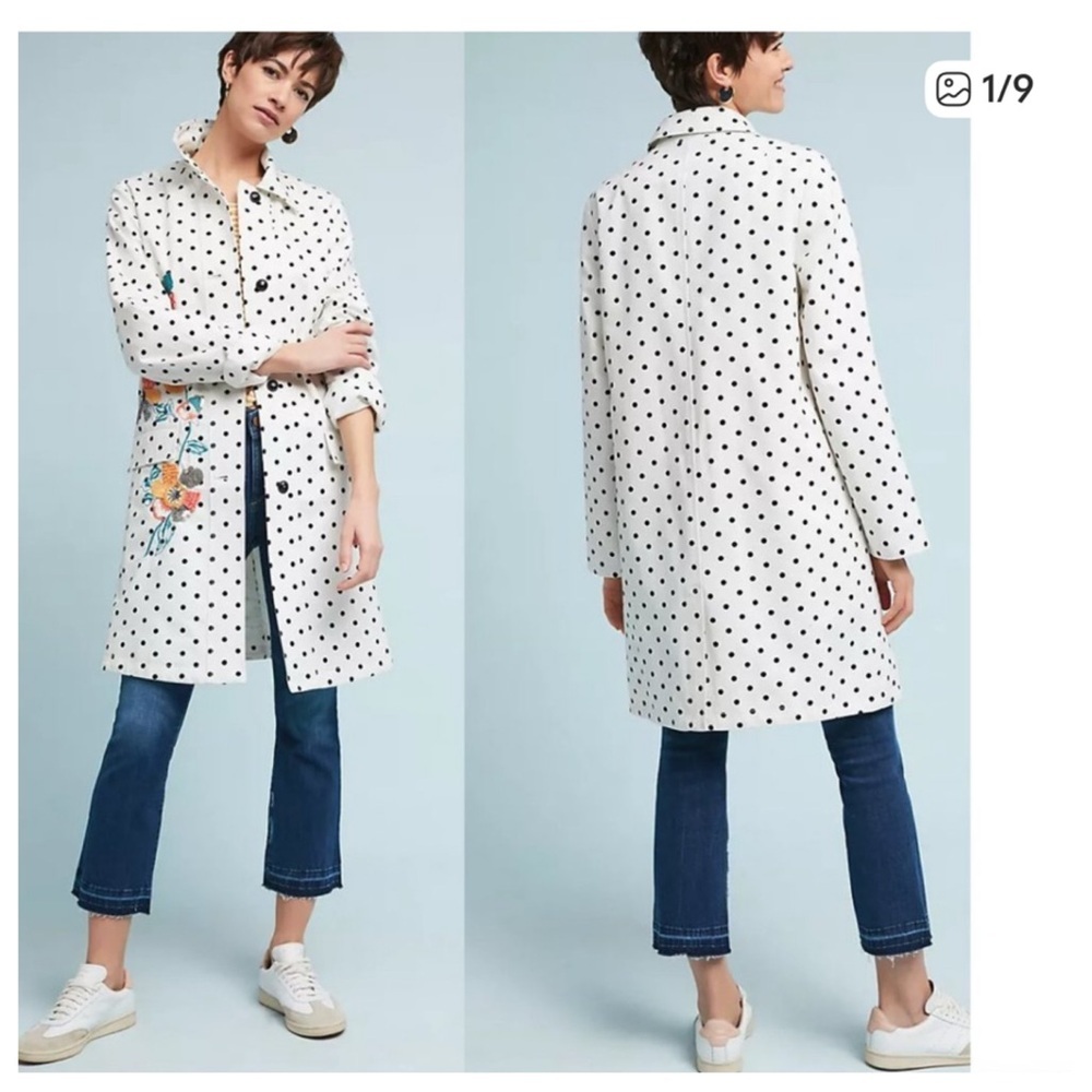 Anthropologie Polka Dot Peacoat